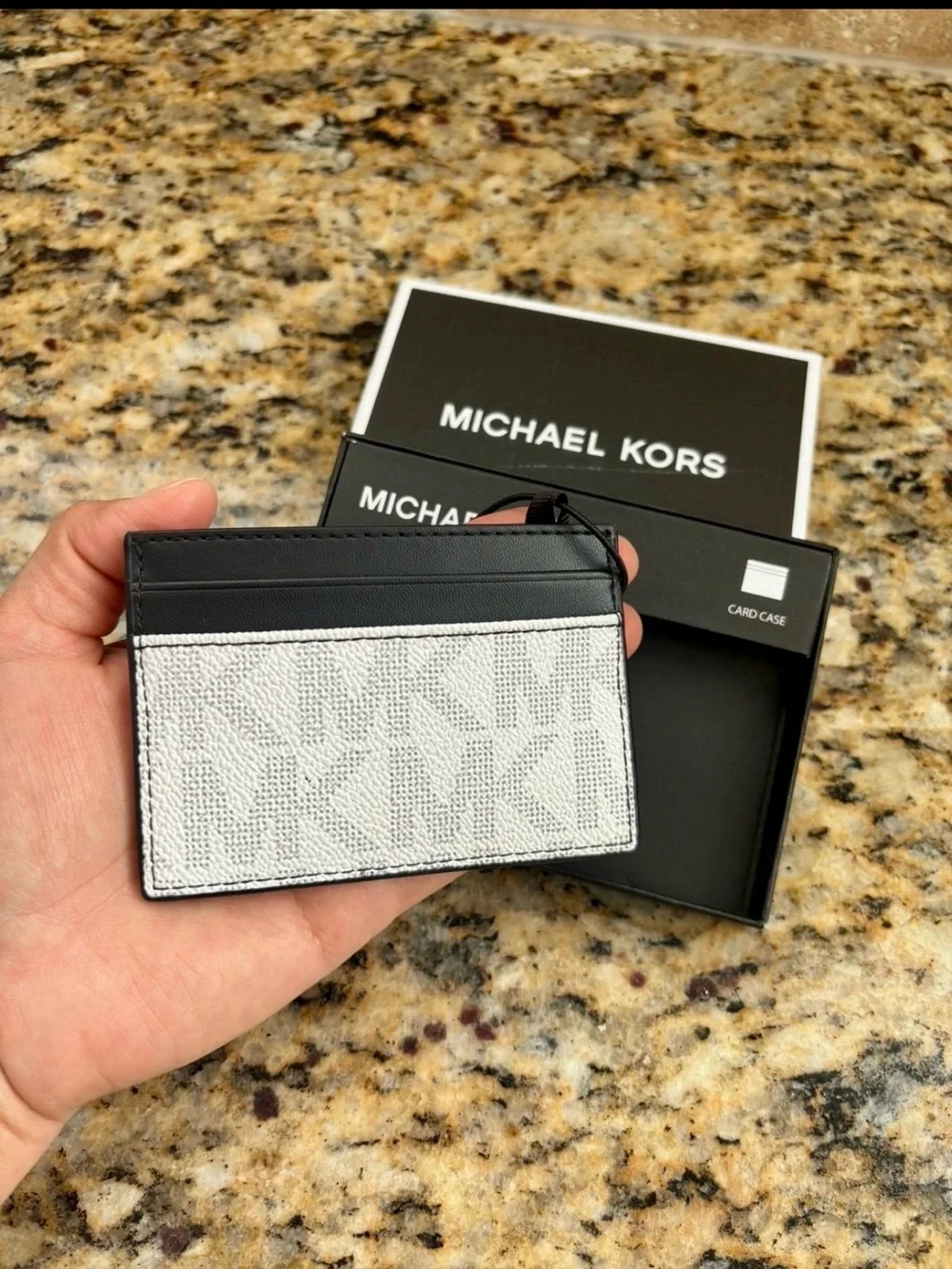 Michael Kors Silver and Black Signature Card Holder - Picture 2 of 7